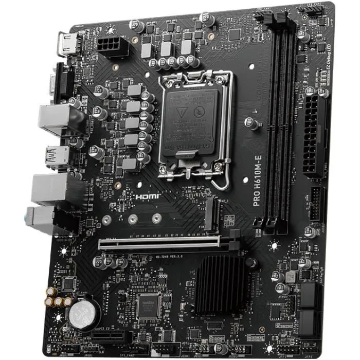 MSI PRO H610M-E Carte mère micro ATX Socket LGA 1700 Intel H610 avec support DDR5, M.2, 2.5G Ethernet, RAID - pour Intel Celeron, Core i3, i5, i7, i9 MSI PRO H610M-E Carte mère micro ATX Socket LGA 1700 Intel H610 avec support DDR5, M.2, 2.5G Ethernet, RAID - pour Intel Celeron, Core i3, i5, i7, i9