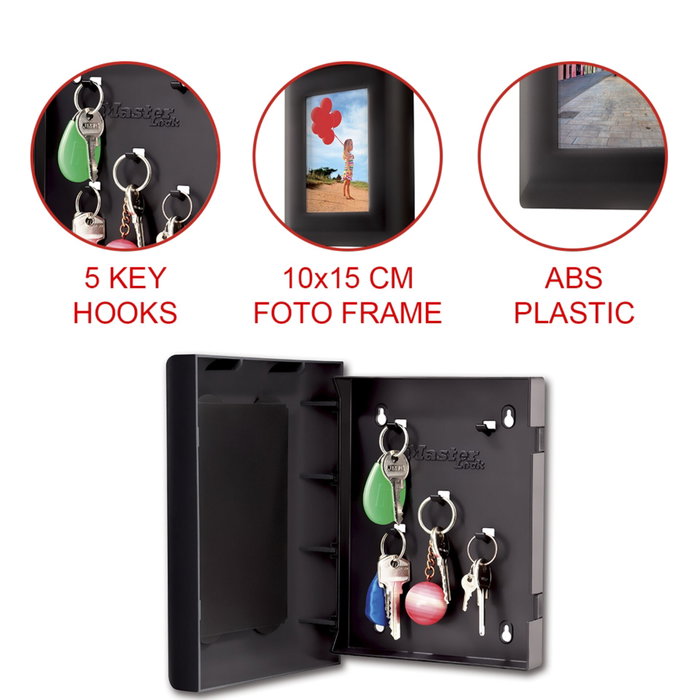Master Lock 5451EURD Coffret de clés avec porte personnalisable, Noir