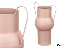 GIFTDECOR Jarrón Acero Abombado Arena Pastel Med