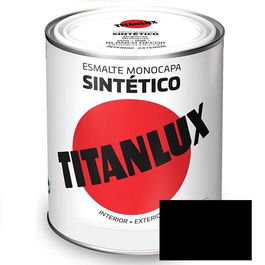 Titanlux Esmalte Negro Mate 576 - Peinture Émail Synthétique Industriel, Finition Mate Noir, 750ml