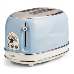 Ariete 155/15 Tostador Vintage 2 Ranuras, 6 Niveles de Tueste, Función Descongelar y Recalentar, Bandeja Extraíble, Color Azul