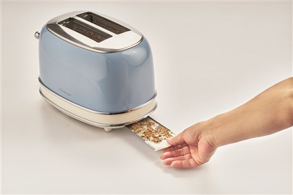 Ariete 155/15 Tostador Vintage 2 Ranuras, 6 Niveles de Tueste, Función Descongelar y Recalentar, Bandeja Extraíble, Color Azul