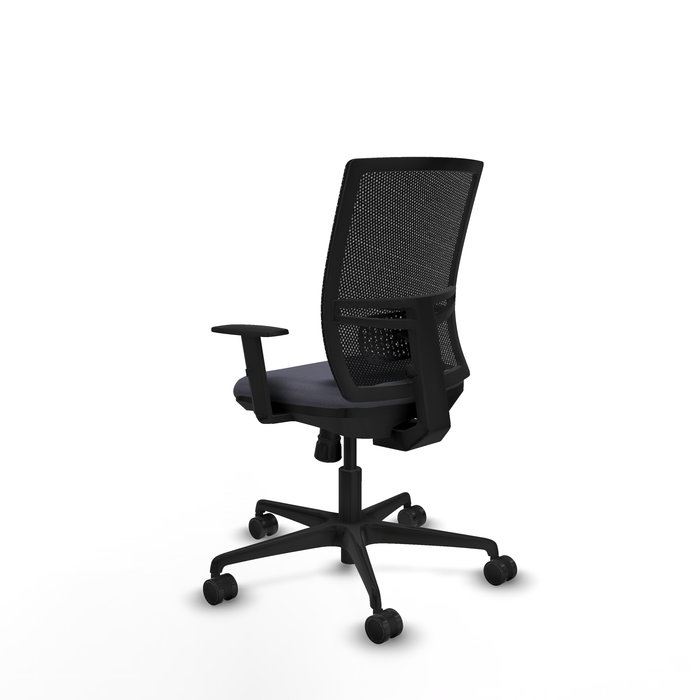 Chaise Yunquera Synchro 4 positions tissu Gris foncé Maille Noir Base en nylon noir Accoudoir 1D Sans appui-tête Roulettes 65mm nylon