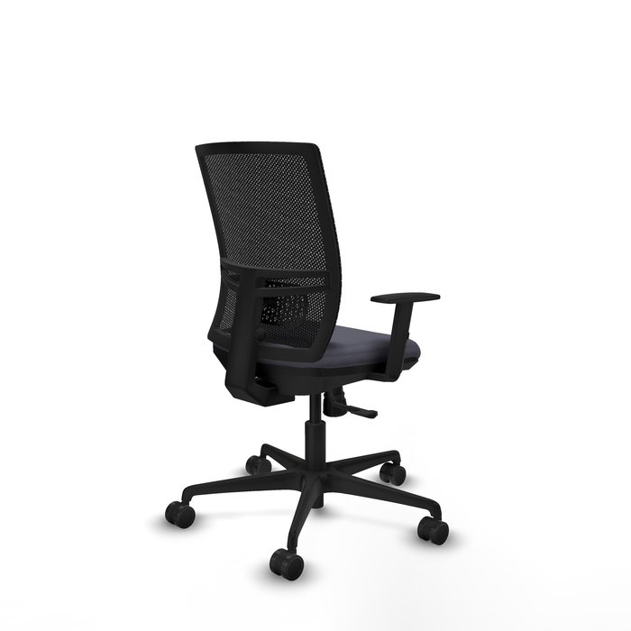 Chaise Yunquera Synchro 4 positions tissu Gris foncé Maille Noir Base en nylon noir Accoudoir 1D Sans appui-tête Roulettes 65mm nylon