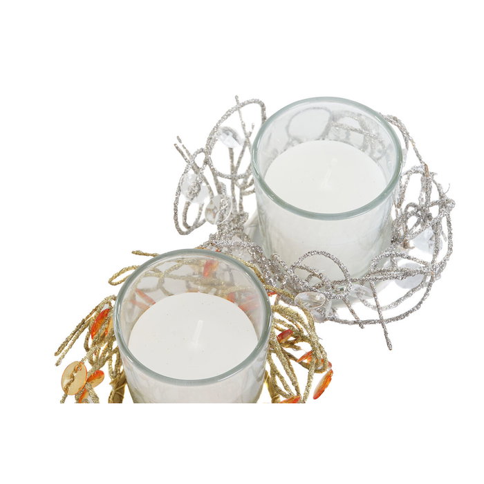 Bougie DKD Home Decor Doré Argenté Noël 10.5 x 10.5 x 7 cm 10,5 x 10,5 x 7 cm (4 Unités)