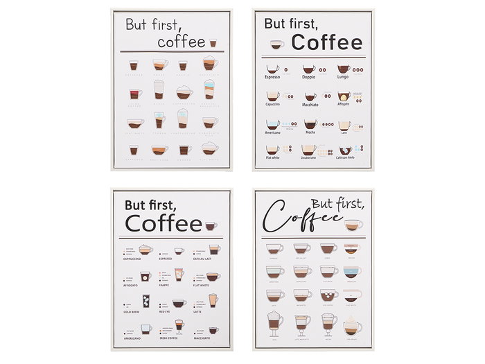 GIFTDECOR Lot de 8 Tableaux Coffee 30x40cm Blanc + Noir