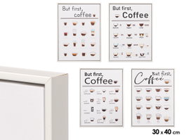 GIFTDECOR Lot de 8 Tableaux Coffee 30x40cm Blanc + Noir