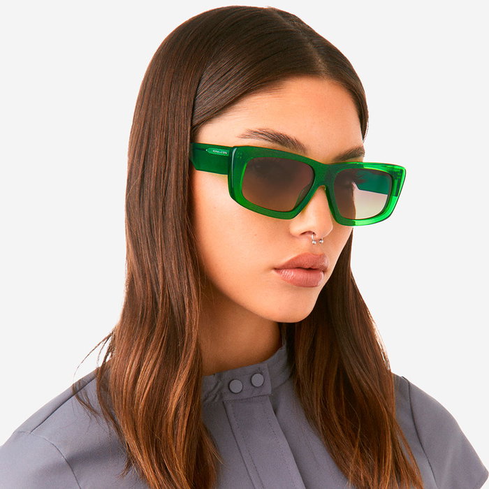 Hawkers Zenith - Lunettes de soleil silhouette œil-de-chat unisexe - Monture acétate mousse verte - Verres 47 mm