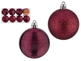 Krist+ Set de 8 boules de Noël en PVC 6 cm rouges 23,5x11,5x6 cm (Set de 12)
