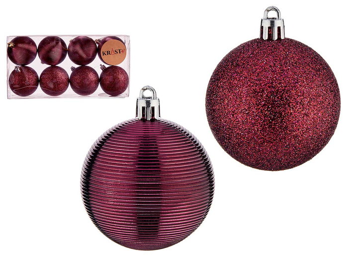 Krist+ Set de 8 boules de Noël en PVC 6 cm rouges 23,5x11,5x6 cm (Set de 12) Krist+ Set de 8 boules de Noël en PVC 6 cm rouges 23,5x11,5x6 cm (Set de 12)