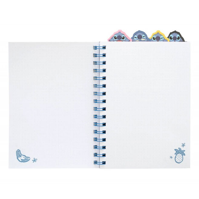 ERIK - Carnet A5 reliure Wire-O 80 pages à rayes - Couverture souple mat - Thème Disney Stitch