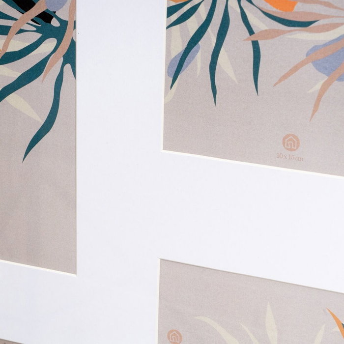 BigBuy Home Cadre photo Blanc Naturel Verre Bois MDF BigBuy Home Cadre photo Blanc Naturel Verre Bois MDF