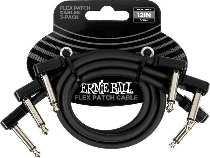 Ernie Ball Pack de 3 câbles Flex Patch 12 cm noir – Câbles jack pour pédalier