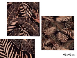 GIFTDECOR Lot de 16 toiles feuilles sur fond noir 40x40 cm