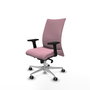 Chaise Albacete confidente Synchro 5 positions Tissu Rose Structure d' aluminium Accoudoir 2D Sans appui-tête Roulettes 65mm pour moquette