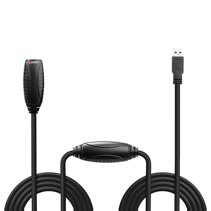 Lindy - Rallonge active USB 3.0 de 10 mètres, câble USB-A vers USB-A, plug and play, jusqu'à 5 Gbit/s, compatible USB 3.1/3.2