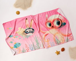 KioKids Serviette de Plage pour Enfants Rose