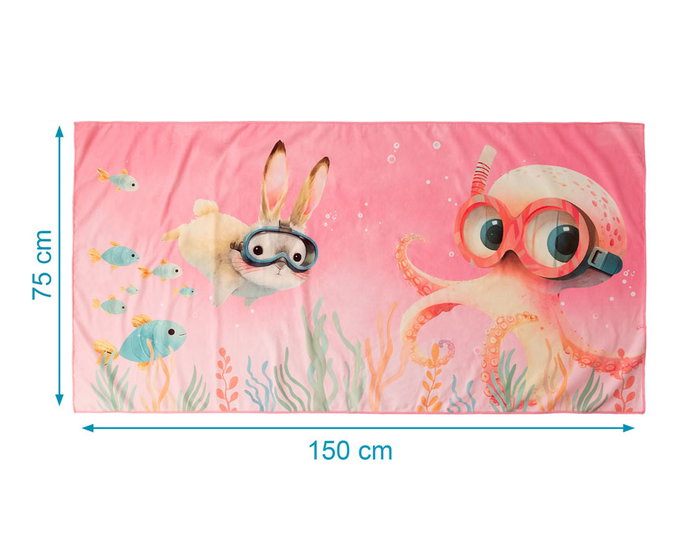 KioKids Serviette de Plage pour Enfants Rose