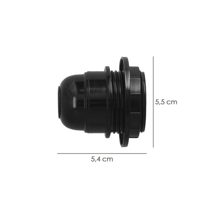 WOLFPACK LINEA PROFESIONAL Porte-lampe E-27 à vis noir avec rondelle WOLFPACK LINEA PROFESIONAL Porte-lampe E-27 à vis noir avec rondelle