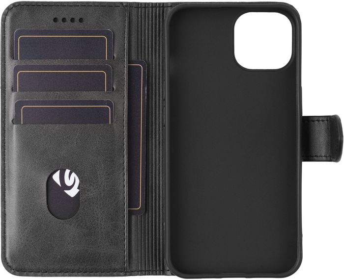 eSTUFF Coque portefeuille avec support et rangement pour cartes pour iPhone 17 / 16 / 14 - Noir