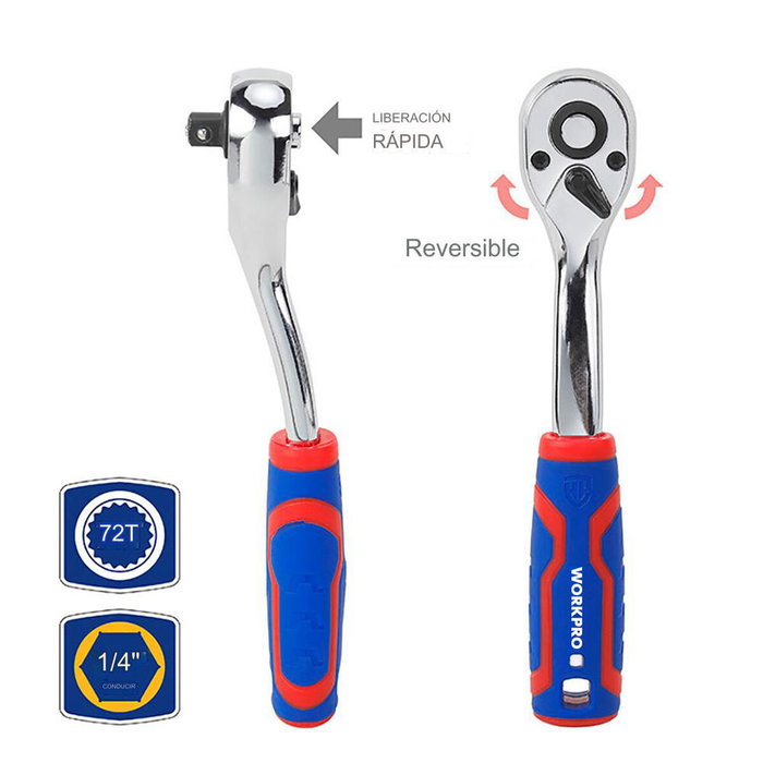 Jeu de clés à douille Workpro 1/4" 46 Pièces Jeu de clés à douille Workpro 1/4" 46 Pièces