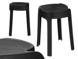 KIPIT Tabouret Plastique Rond Noir (Lot de 10)
