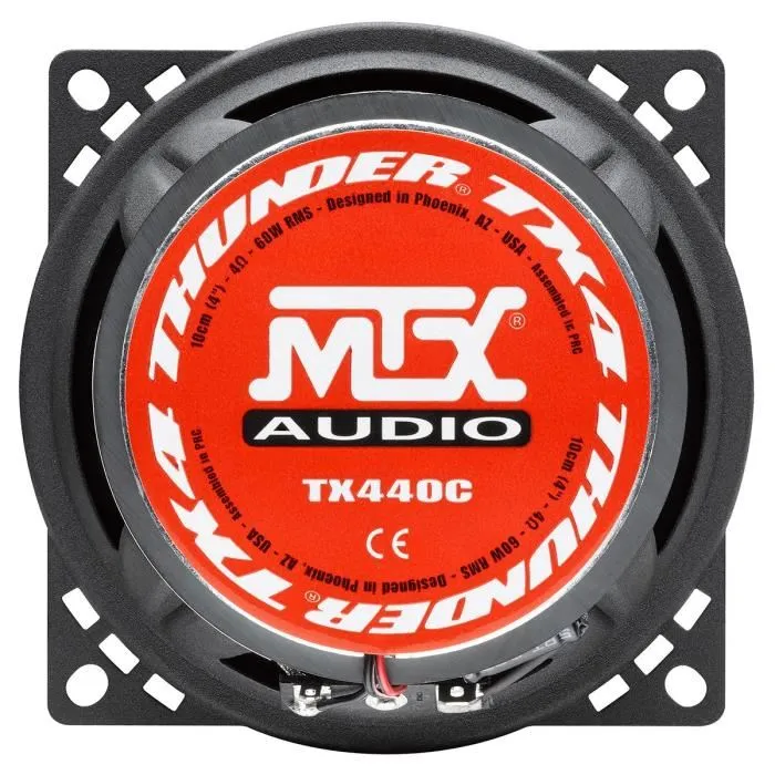 MTX Audio TX440C - Haut-parleurs voiture Coaxiaux 2 voies 10cm (4"), 60W RMS, membrane en pulpe de cellulose, grilles incluses