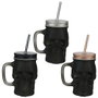 The Concept Factory Mug Calavera Negra en Verre avec Couvercle et Paille