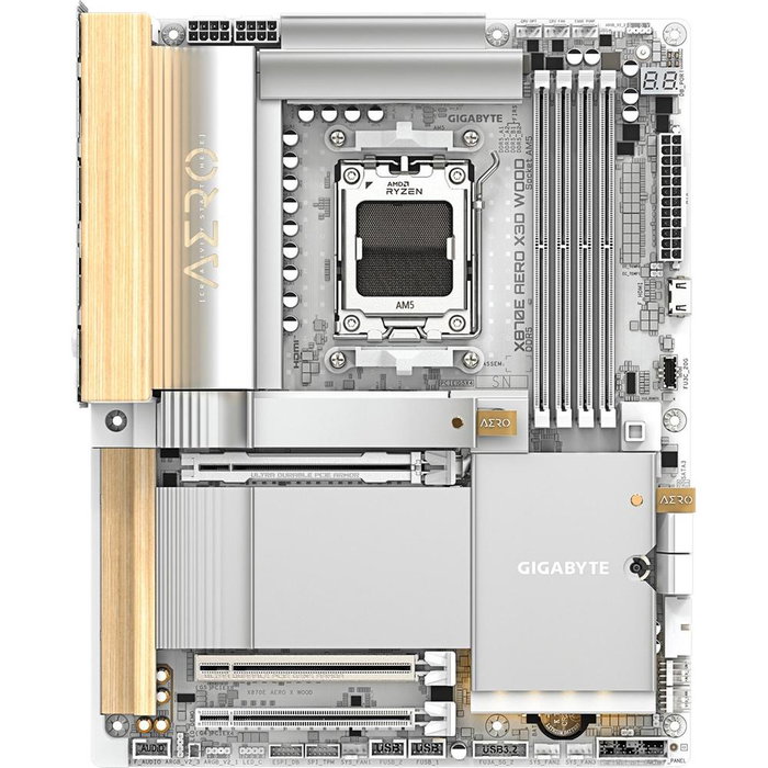 Gigabyte X870E AERO X WOOD – Carte mère AMD AM5 ATX, chipset X870E, DDR5, PCIe 5.0, Wi-Fi 7, USB4, 5GbE Gigabyte X870E AERO X WOOD – Carte mère AMD AM5 ATX, chipset X870E, DDR5, PCIe 5.0, Wi-Fi 7, USB4, 5GbE