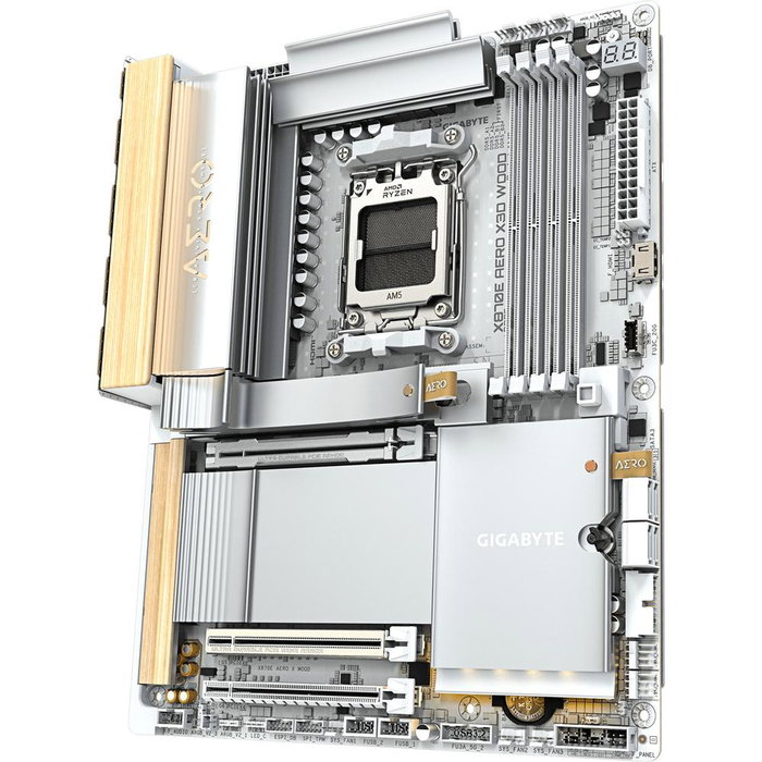 Gigabyte X870E AERO X WOOD – Carte mère AMD AM5 ATX, chipset X870E, DDR5, PCIe 5.0, Wi-Fi 7, USB4, 5GbE Gigabyte X870E AERO X WOOD – Carte mère AMD AM5 ATX, chipset X870E, DDR5, PCIe 5.0, Wi-Fi 7, USB4, 5GbE