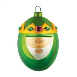 Alessi AMJ13 Bola de Navidad - Boule de décoration en verre soufflé à la bouche avec décorations peintes à la main, pour crèche, sapin ou intérieur