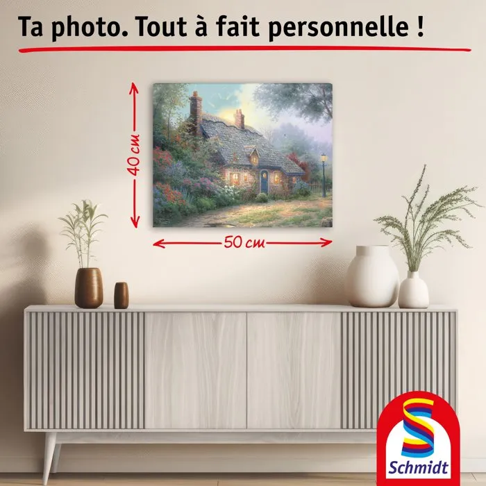 Schmidt Spiele My Art Noble - Kit de peinture Premium - Cottage au Clair de Lune - Toile 50x40 cm et 8 acryliques - Dès 12 ans