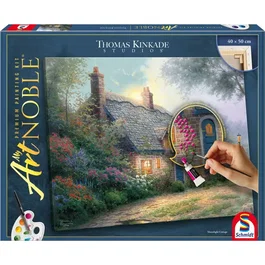 Schmidt Spiele My Art Noble - Kit de peinture Premium - Cottage au Clair de Lune - Toile 50x40 cm et 8 acryliques - Dès 12 ans