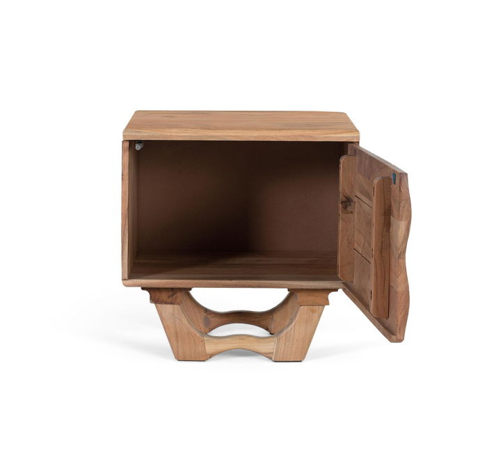 GINER Y COLOMER Table de Nuit en Bois d'Acacia Naturel avec Porte - Structure Compacte, Pâtissé Torrées - Dimensions Porte: 31x50cm
