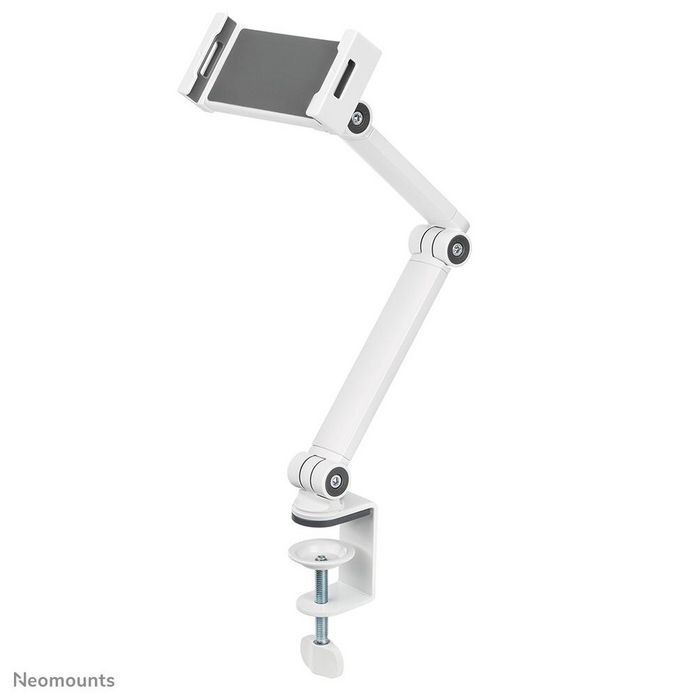Neomounts DS15-545WH1 Support universel pour tablettes de 4,7 à 12,9 pouces avec rotule 360 degrés et inclinaison, pour bureau, blanc