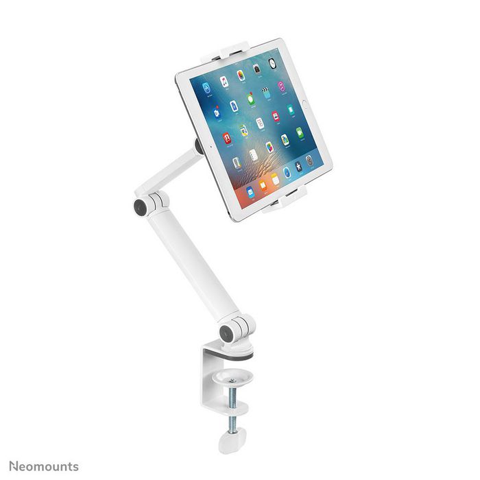 Neomounts DS15-545WH1 Support universel pour tablettes de 4,7 à 12,9 pouces avec rotule 360 degrés et inclinaison, pour bureau, blanc
