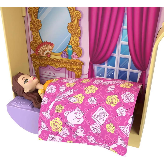 Mattel Disney Princess Château de Bella La Belle et la Bête Jdp54 - Maison de poupée avec figurines Mrs Potts, Chip, Lumière