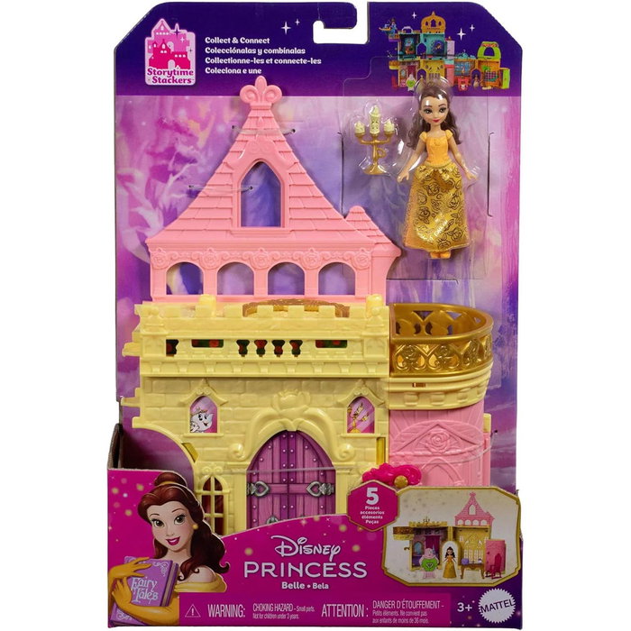 Mattel Disney Princess Château de Bella La Belle et la Bête Jdp54 - Maison de poupée avec figurines Mrs Potts, Chip, Lumière