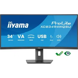 Iiyama ProLite - Écran PC Gaming incurvé 34 pouces UWQHD (3440x1440) 120Hz - Dalle VA - Temps de réponse 0.4 ms - FreeSync - Hub USB 3.2 et Type-C