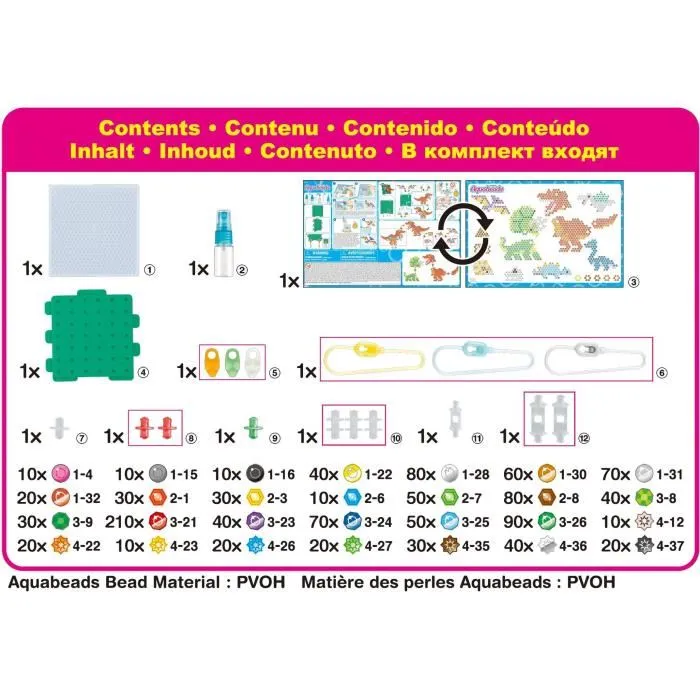 Aquabeads - La Terre des Dinosaures - Kit créatif avec 1200 perles pour enfants - Loisirs créatifs et imagination