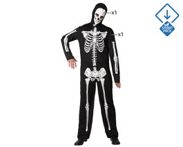 BigBuy Carnival Déguisement Squelette Homme Noir XS/S