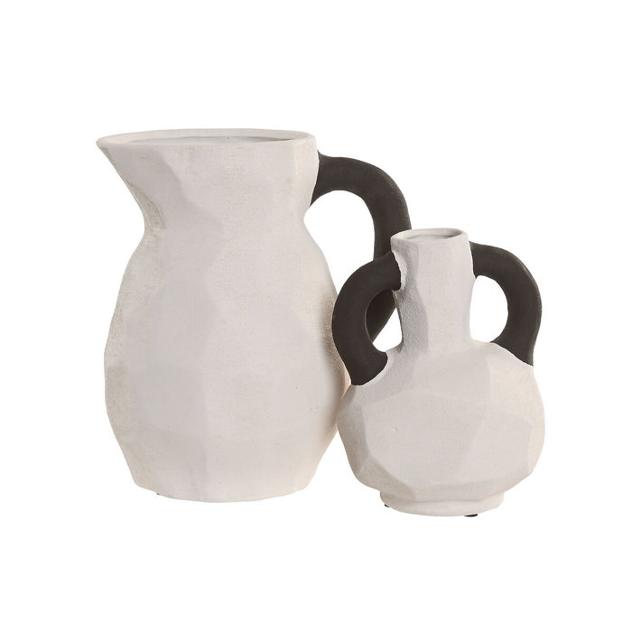 Home ESPRIT Vase ESPRIT Blanc Gris Grès 14 x 14 x 19 cm Home ESPRIT Vase ESPRIT Blanc Gris Grès 14 x 14 x 19 cm