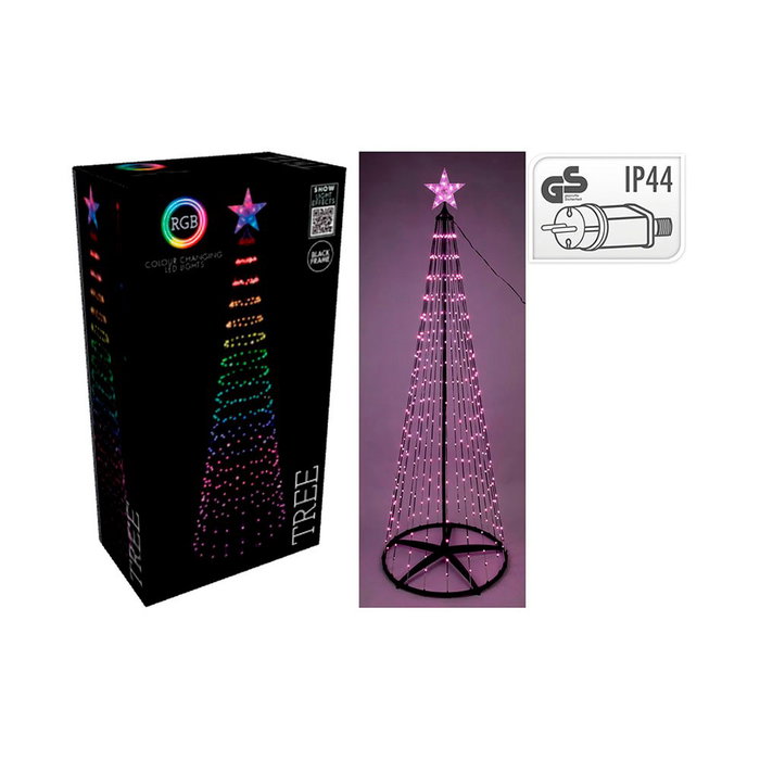 Basics Sapin de Noël 210 cm avec 370 LED RGB noir extérieur Basics Sapin de Noël 210 cm avec 370 LED RGB noir extérieur