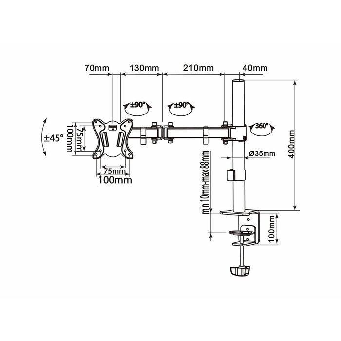 Support de table d'écran Equip 650151 27"