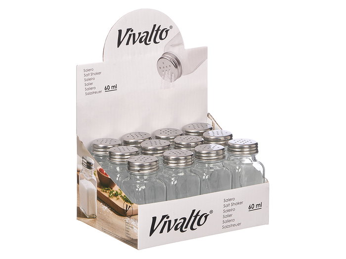 Vivalto Salière Cristal Carré Transparent 4x9x4 cm Verre et Métal (Set de 48) Vivalto Salière Cristal Carré Transparent 4x9x4 cm Verre et Métal (Set de 48)