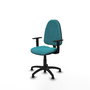 Chaise de bureau Algarra avec mécanisme de contact permanent de base, recouverte de tissu turquoise. Équipée d'une base en polyamide noir, d'accoudoirs 1D et de butées