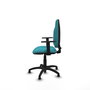 Chaise de bureau Algarra avec mécanisme de contact permanent de base, recouverte de tissu turquoise. Équipée d'une base en polyamide noir, d'accoudoirs 1D et de butées
