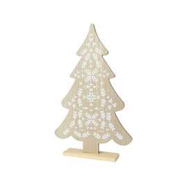 KSD Petit sapin de Noël en bois blanc naturel 30 x 6 x 48 cm
