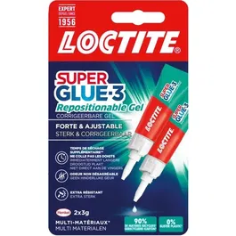 Loctite Superglue-3 - Colle Cyanoacrylate Gel Instantanée 3g - Résistante à l'Eau et Lave-Vaisselle - Lot de 2 Blisters