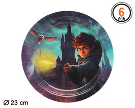 Assiettes en carton 23cm Magicien et Château - 6 unités